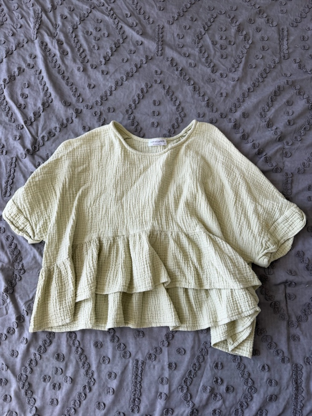 Shop Neighbor Light Green Ruffle Top - Picture 3 of 4